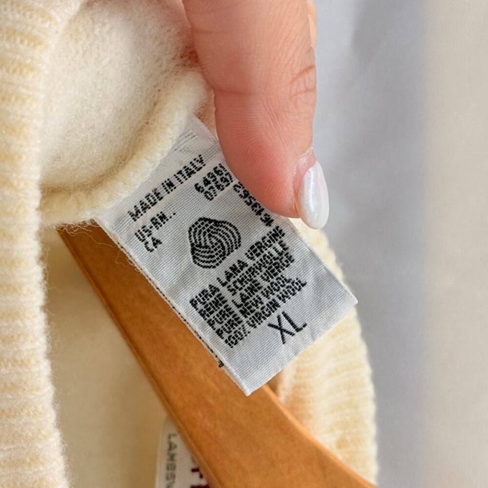 United Colors of Benetton 80s/90s Lambswool Crewneck Sweater Ivory Made in Italy - Picture 4 of 5